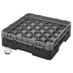 CAMBRO | CAMRACK® - Cesto para lavatório de vidro 1/1 com 1 extensor - 500x500mm - 30 compartimentos - Preto