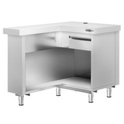 Kassa-sectie KOPENHAGEN & open model, verstelbare legplank - 1240x700x850mm - links - RVS
