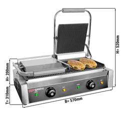 Piastra panini professionale - 4,4kW - piastre: rigate sopra e sotto - Superficie di cottura: 475x230mm