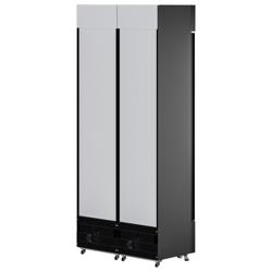 (2 st) Drickakyl - 870 mm - 290 liter - ramlösa glasdörrar - 2 glasdörrar & ljusskylt i topp & LED‑belysning - svart