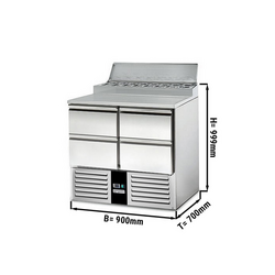  میز آماده سازی کوچک پریمیوم - 900 میلیمتر - 5xGN1/6 چهار کشو - برای