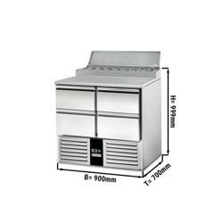 Zubereitungstisch Mini PREMIUM - 900mm - für 5x GN 1/6 - 4 Schubladen