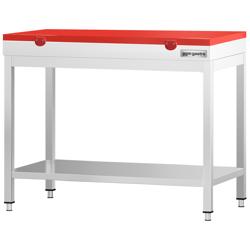 Arbetsbord i rostfritt stål PREMIUM - 0,8 m - inkl. skärbräda i rött
