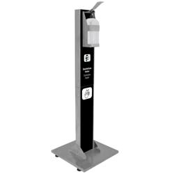 Hand Sanitiser Station - Stainless steel - freestanding, manual, elbow operable, mobile, with hygiene instructions