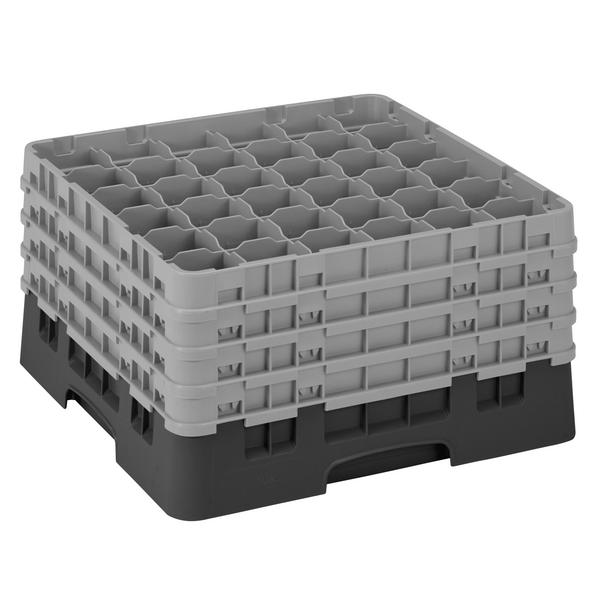 CAMBRO | CAMRACK® - Üvegmosó kosár 1/1 4 hosszabbítóval - 500x500mm - 36 rekesz - Fekete