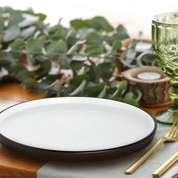 (6 pieces) Cosmic Porcelain Side Plates – Black - Ø25 cm (10") - Matte outside, glossy inside