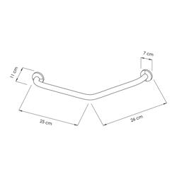 Stödhandtag för toalett - Rostfritt stål - Längd: 260 mm
