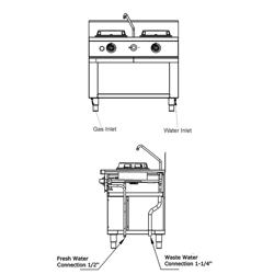Gas woktafel - 30,0 kW - 2 branders - incl. 1 kraan