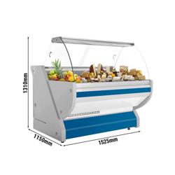 Koelvitrine - 1525x1150mm - gebogen ruit - granieten werkblad - LED-verlichting - automatische ontdooiing