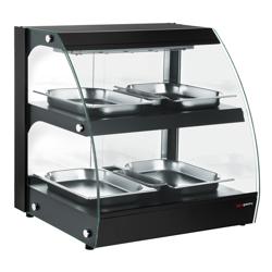 Vetrina calda da banco per rosticceria - 650mm - 0,56 kW - con 2 ripiani - Nero