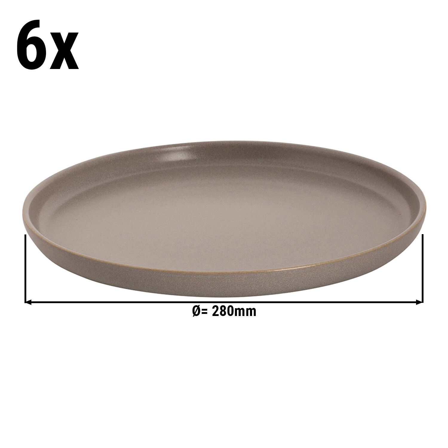 (6 Pièces) SANDY LOAM - Assiette - Plate - Ø 280 mm - Gris