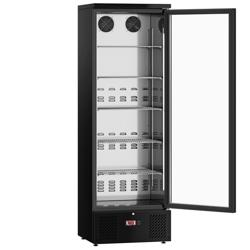 Lednice na nápoje - 600 mm - 300 l - digitální termostat - interiér z nerezové oceli - s 1 skleněné dveře - černá