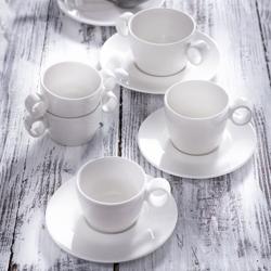 (6 pieces) Lux Porcelain Coffee Cups – 160 ml - Ivory