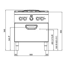 Plynový sporák - se 4 hořáky (24 kW) & elektrickou troubou (4,7 kW)