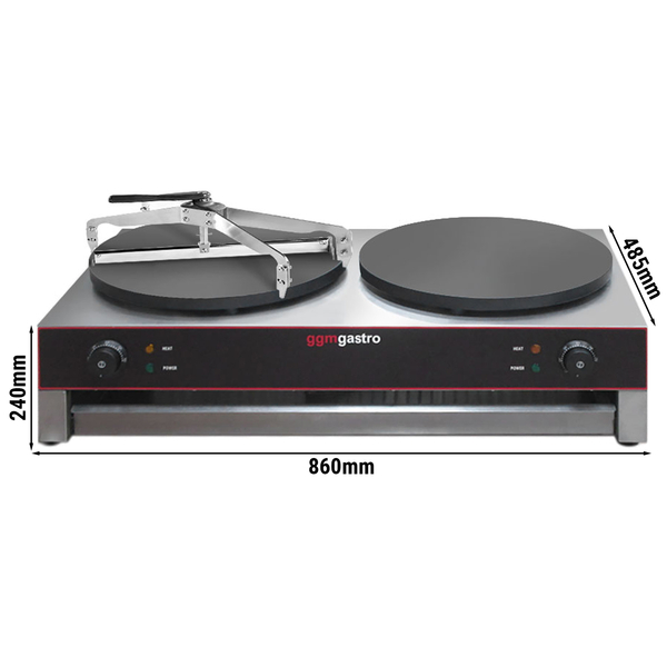 Pannenkoekenmaker - met 2 platen - Ø 400mm incl. deegverdeler