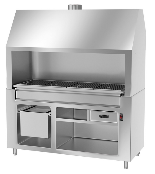 Kömürlü ızgara BERLIN - 1760 mm - paslanmaz çelik görünümlü