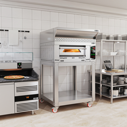 Gas pizza oven - 4x 34cm - Manual - incl. hood, base & castors
