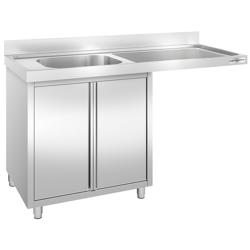 Mueble fregadero con espacio para lavavajillas de acero Inox. - 1,4 m - 1 fregadero a la izquierda A 60 x P 50 x A 30 cm 