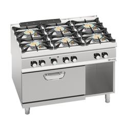 Kaasuliesi Paolo 900 ‑sarja - 1200x900x940 mm - 64,68 kW - 6 poltinta - sis. sähköuuni, kiertoilma - 4,68 kW