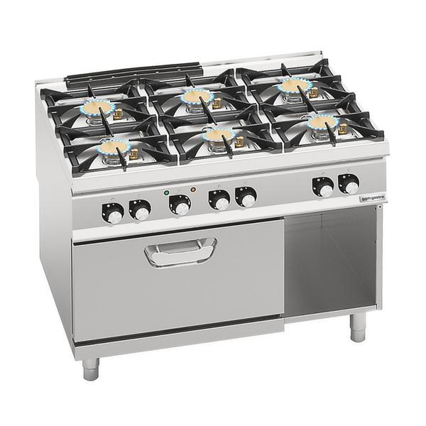 Fourneau à gaz – 60 kW – 6 brûleurs – avec four électrique à convection – 4,68 kW – modèle haute performance