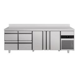 Kühltisch PREMIUM - 2330x700mm - mit 2 Türen - 4 Schubladen - mit Aufkantung