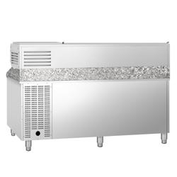 Pizzawerkbank PREMIUM - 2025x800mm - met granieten werkblad - met 2 deuren & 7 laden - incl. glasvitrine LED - 10x GN 1/4