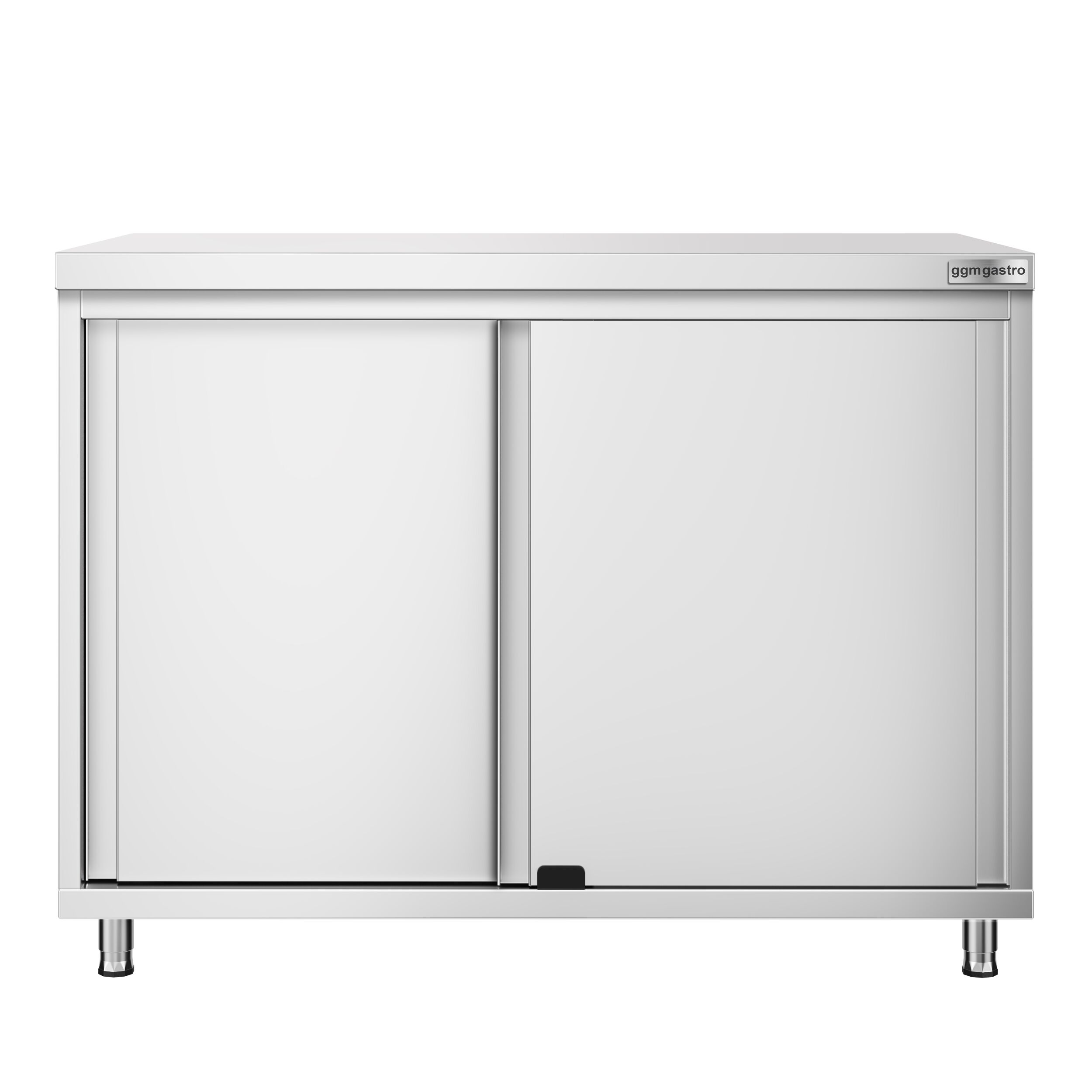 Table armoire en acier inoxydable PREMIUM - 1000x600mm - avec portes coulissantes et étagère basse