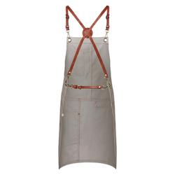 KARLOWSKY | Cross-Back Bib Apron Urban X-Style – Stone Grey - 680×800 mm - 100% Cotton - Leather Straps