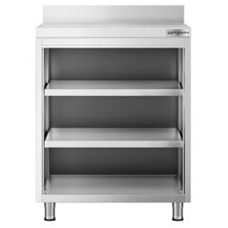 Bar-Arbeitstisch - Edelstahl - 800x600mm - mit 4 Ablagen