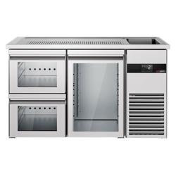 منضدة البار PREMIUM - 1550x700mm - 1 باب زجاجي & 2 أدراج زجاجية