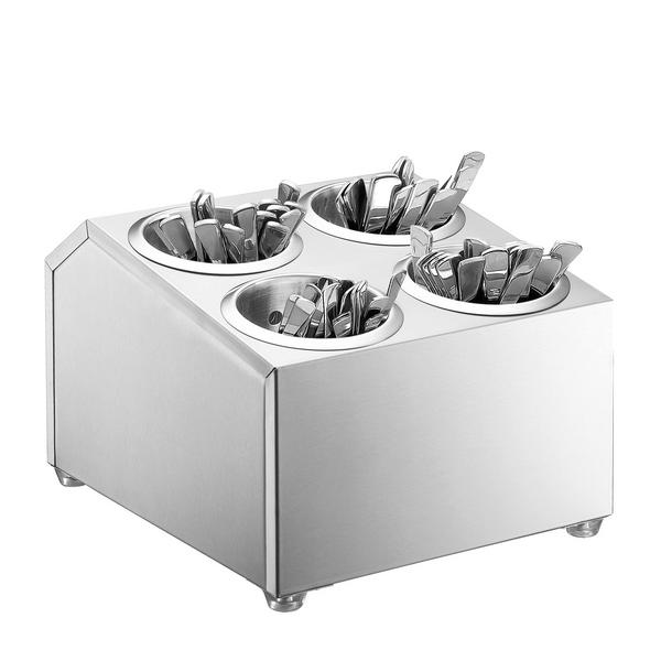Commercial Cutlery Cylinder Holder – 4 Cylinders Included - Stainless Steel - 265×305×200 mm