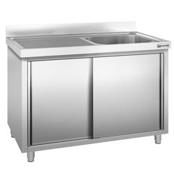 Dřezová skříňka PREMIUM z nerezové oceli - 1,6 m - 1 dřez vpravo - D 50 x Š 40 x H 25 cm