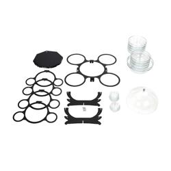 Buffetstandaard - draaibaar - RVS - Zwart - Hoogte: 350mm - incl. 17 glazen schalen