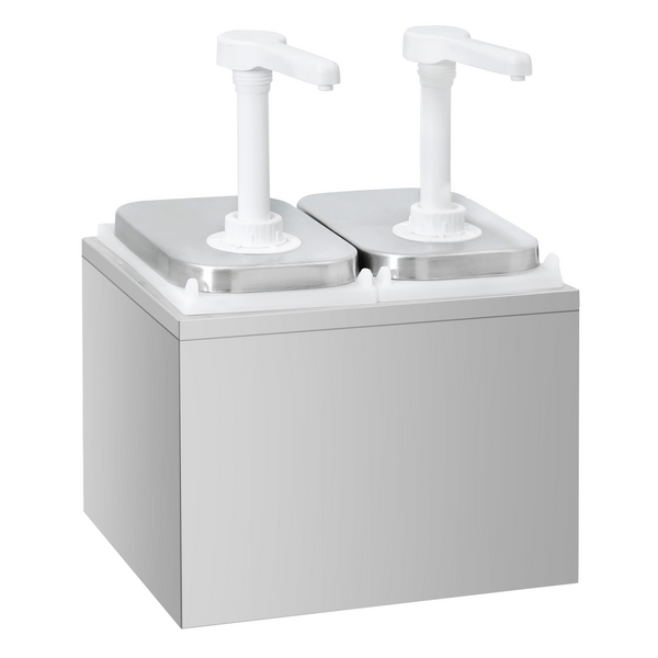Distribuidor de molhos - 2x 2 litros - incl. suporte em aço inoxidável