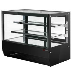 Tabletop refrigerated display case - 120 Liters- 700mm - with 2 glass shelves - angular - black