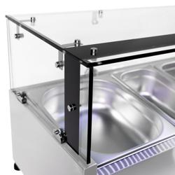 Pizzawerkbank ECO - 1400x700mm - met granieten werkblad - met 3 deuren - incl. glasvitrine LED - 6x GN 1/4