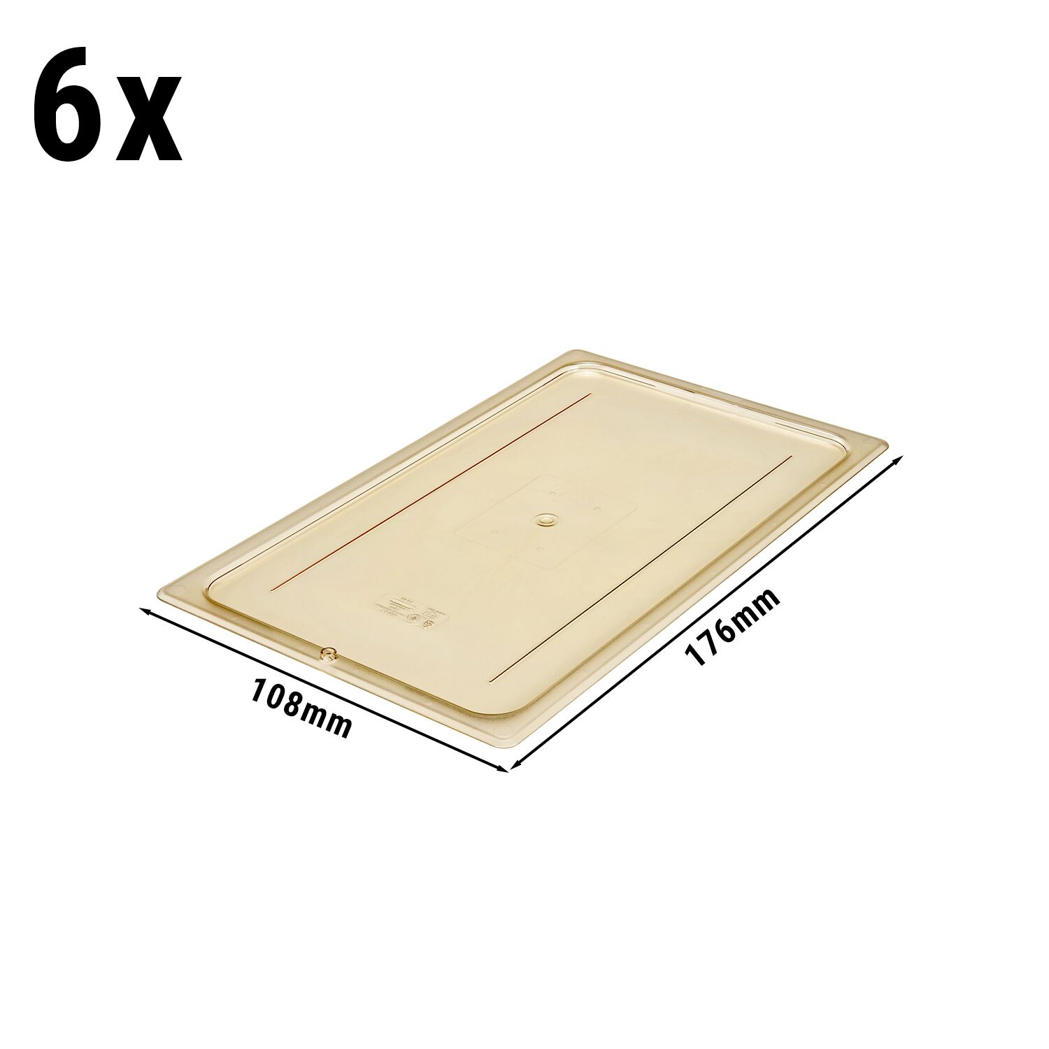 (6 pièces) CAMBRO | H-PAN™ - Couvercles plats GN résistants à la chaleur 1/1 - Ambre