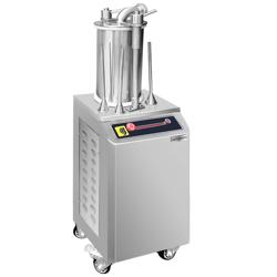 Embutidora de salchichas HIDRÁULICA vertical - 26L - 1,1kW - con pedal - Acero inoxidable - con 3 tubos de embutición