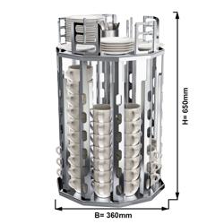 Cup & Saucer Dispenser - rotating - Stainless Steel - Countertop Version