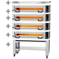 Forno de pizza elétrico Power - Base em pedra refratária - 6+6+6+6x Ø34cm - Digital - até 450°C - incl. Exaustor & base