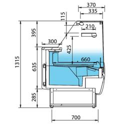 Vitrina de refrigeración para esquina - 1,31 m / 0,95 m