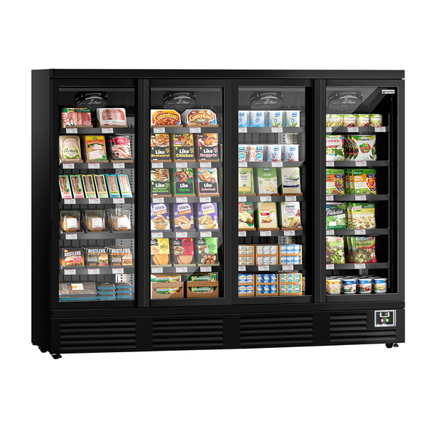 Armario refrigerador mural - 2520 mm - 1900 litros - con iluminación LED, puertas de cristal aislante y 5 estantes