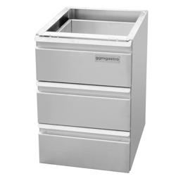 Mesa de cajones de acero inoxidable - 0,4 m - 3 cajones - Módulo de infraestructura para mesas de trabajo de profundidad 800