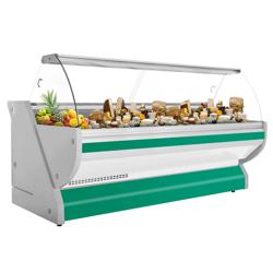 Vitrina de refrigeración - 3000mm - vitrina expositora - iluminación - frente verde - encimera de granito