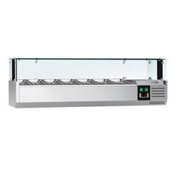 GN-kylmävitriini PREMIUM - LED-valaistuksella - 1500x335 mm - 7 GN 1/4-astiaa - lasisuojalla