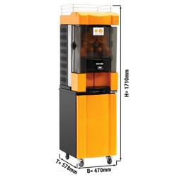 Exprimidor de naranjas automático - 370W - 100kg - con 25 naranjas/min, fruta 60–75mm, alimentación automática, ideal autoservicio - Naranja - incl. bastidor inferior