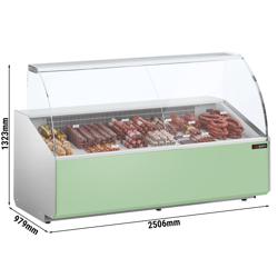 Vitrină frigorifică orizontală - 2500mm - 650 wați - standard cu panou frontal negru