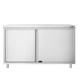 Tavolo armadiato in acciaio inox PREMIUM - 1400x800mm - con 2 porte scorrevoli