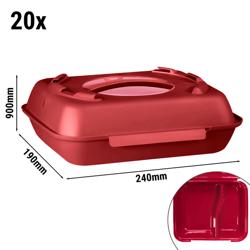 (20 pièces) Boîtes menu – 600 ml – Compartimentées – Rouge framboise/Vieux rose