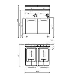 Dubbele elektrische friteuse - 10+10 liter - 18 kW - mechanische bediening - met aftapkraan